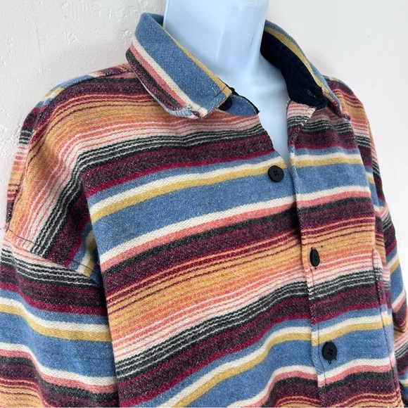 SIERRA PACIFIC Wool Blanket Knit Striped Shirt Jacket Unisex Men L Women XL - Picture 6 of 11
